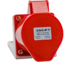 Розетка для монтажа на поверхность 125-32А-6h-380AC-3P+PE+N-IP44