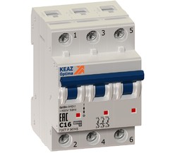 Выключатель автоматический модульный 3п C 25А 6кА OptiDin BM63-3C25-УХЛ3 КЭАЗ